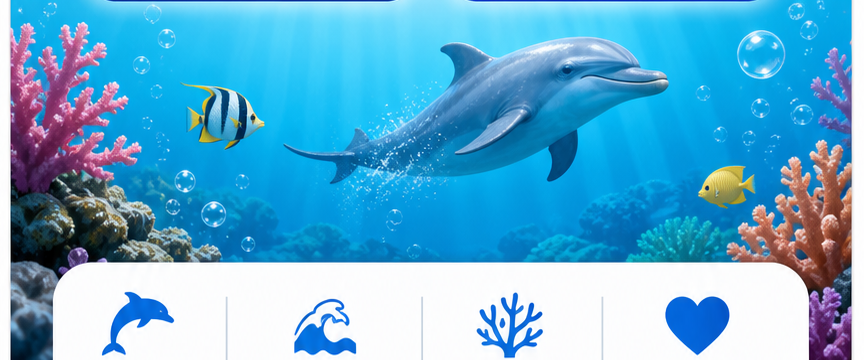 Dolphin swimming in ocean water